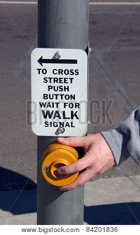 Pushing Button for Walk Signal