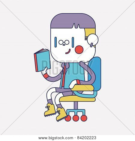 Character Illustration Design. Boy Reading Cartoon,eps