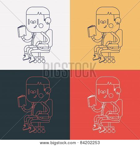 Character Illustration Design. Boy Reading Cartoon,eps
