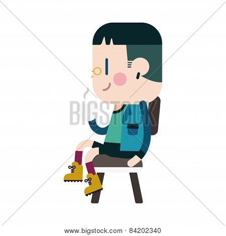 Character Illustration Design. Boy Drinking Coffee Cartoon,eps