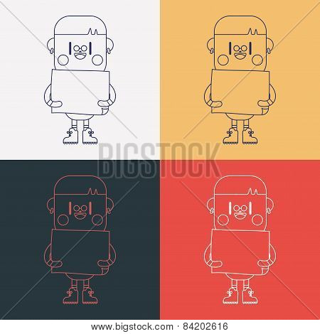 Character Illustration Design. Boy Board Cartoon,eps