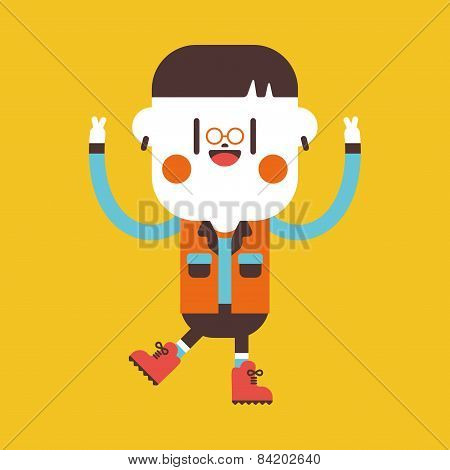Character Illustration Design. Boy Happy Cartoon,eps