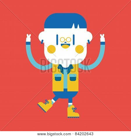 Character Illustration Design. Boy Happy Cartoon,eps