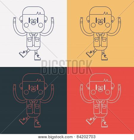 Character Illustration Design. Boy Happy Cartoon,