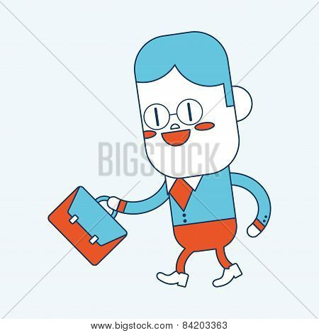 Character Illustration Design. Businessman Going To Work Cartoon,