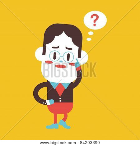Character Illustration Design. Businessman Having Question Cartoon,