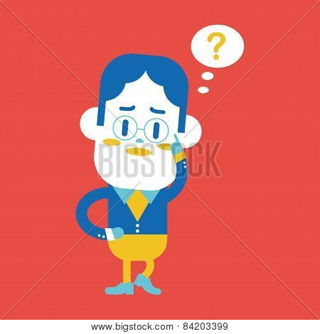 Character Illustration Design. Businessman Having Question Cartoon,