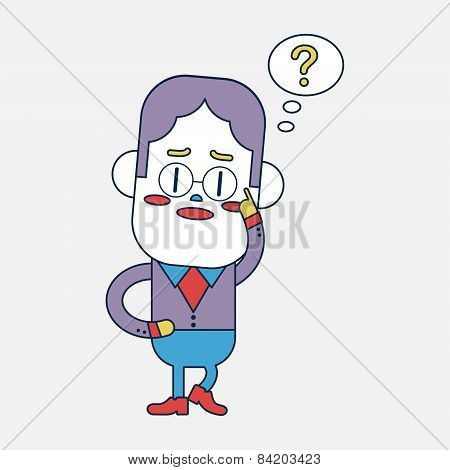 Character Illustration Design. Businessman Having Question Cartoon,