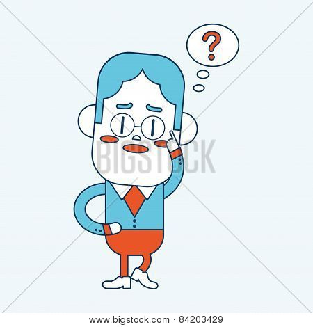 Character Illustration Design. Businessman Having Question Cartoon,