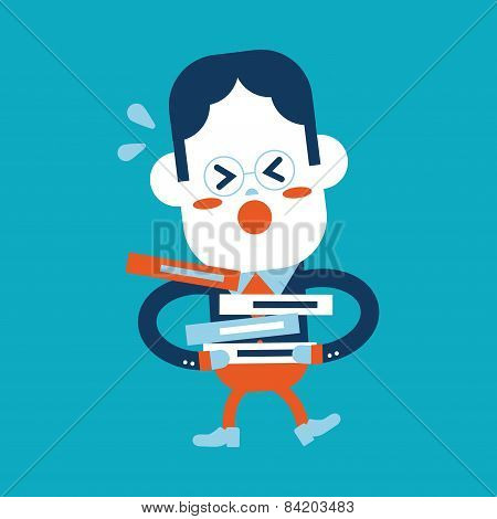 Character Illustration Design. Businessman Busy Cartoon,