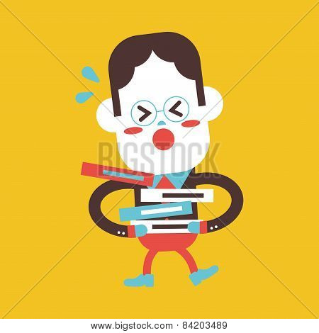 Character Illustration Design. Businessman Busy Cartoon,