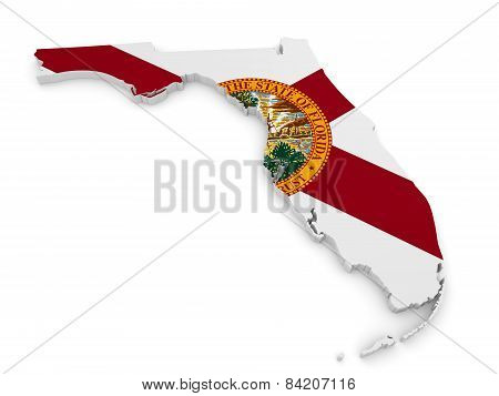 Geographic border map and flag of Florida, The Sunshine State