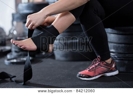 Woman With Gimp On Her Ankle