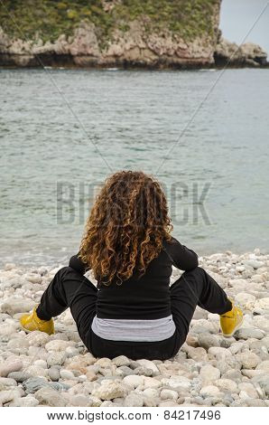 Young Woman, Finds Herself Alone, Taking Advantage Of The Holidays.