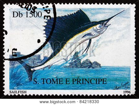 Postage Stamp Sao Tome And Principe 1996 Sailfish, Fish