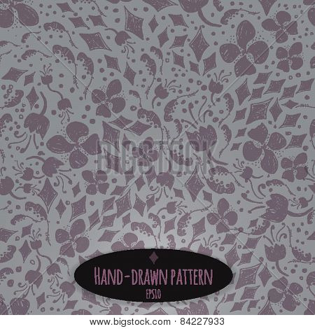 Vector hand-drawn floral pattern in vintage style for your design - greeting, wedding cards, banners