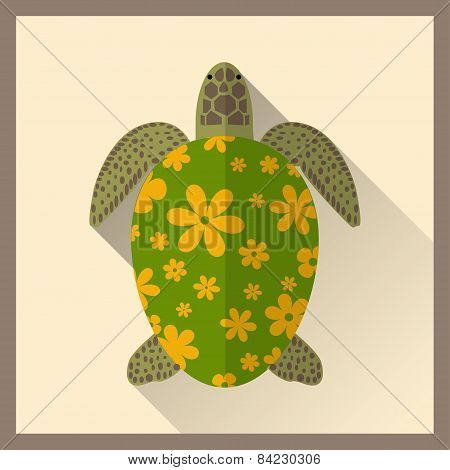 Turtle In Flat Style