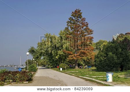Riverside park in Ruse town along river Danube