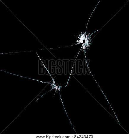 Broken Glass, Isolated On Black Background