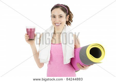 Fitness Woman With Smoothie