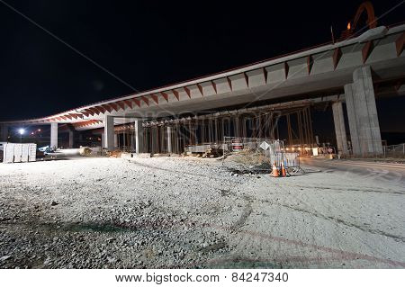 Overpass Under Construction With Gravel Ground