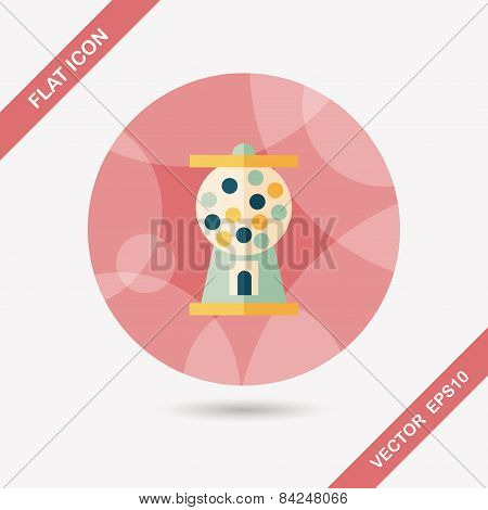 Gum Ball Machine Flat Icon With Long Shadow,eps10