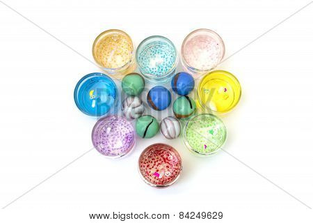 Candles In Glass With Heart Shaped Stones