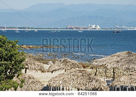 Pacific Ocean With Palapas