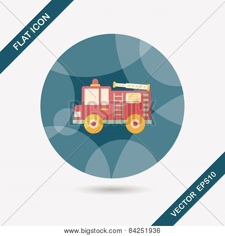 Transportation Fire Truck Flat Icon With Long Shadow,eps10