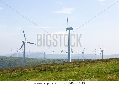 Wind Turbines On A Wind Farm In Galicia, Spain
