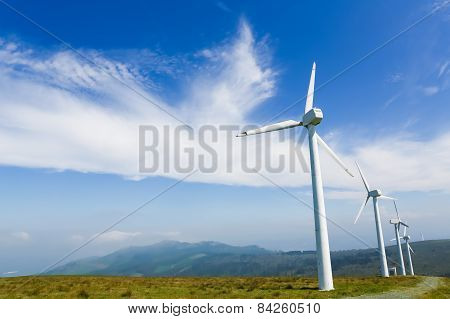 Wind Turbines On A Wind Farm In Galicia, Spain