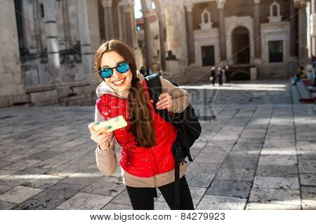 Young traveler in the city