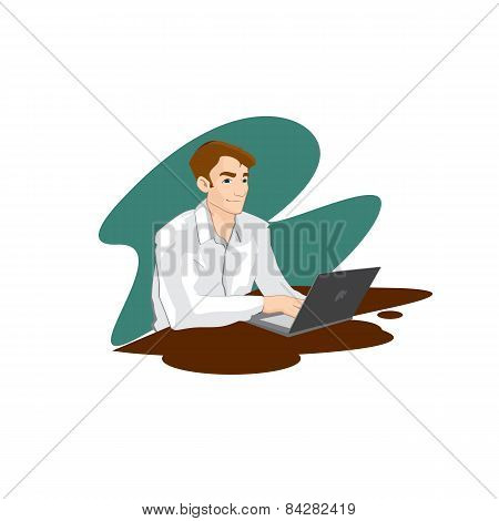 A young man with a laptop
