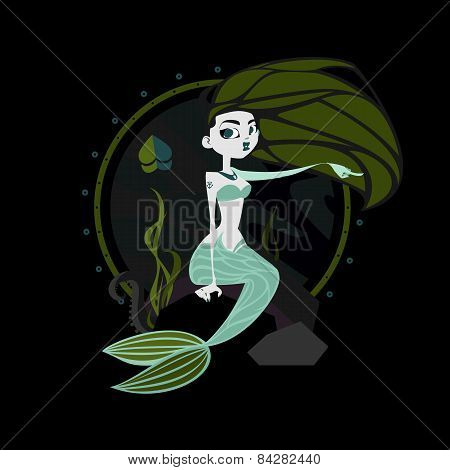 mermaid sitting on a rock