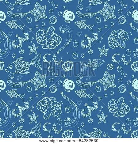Pattern-fish and marine inhabitants in water