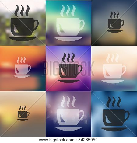 coffee icon on blurred background