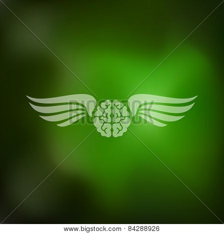 brain icon on blurred background