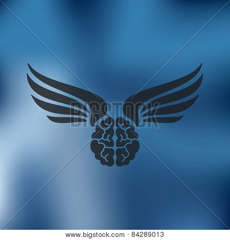 brain icon on blurred background