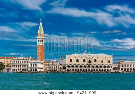 View from the sea to Venice in summer day, Italia