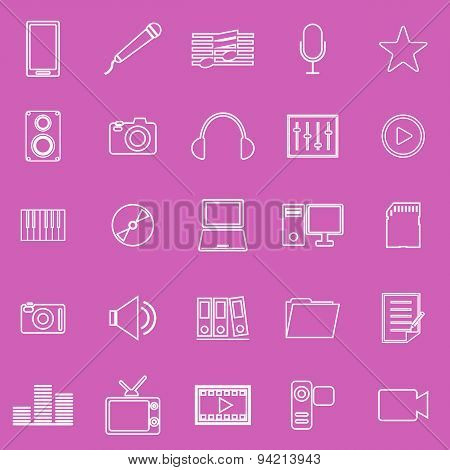 Media Line Iocns On Pink Background