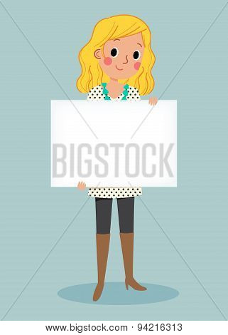 Young Girl Holding Blank Sign