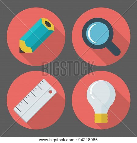 Vector Business Concept, Infographic Design Elements In Flat Retro Style,set Of Business Icons With