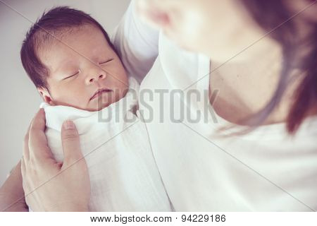Sick Baby, Soft Focus And Blurry, Vintage Style Color Effect