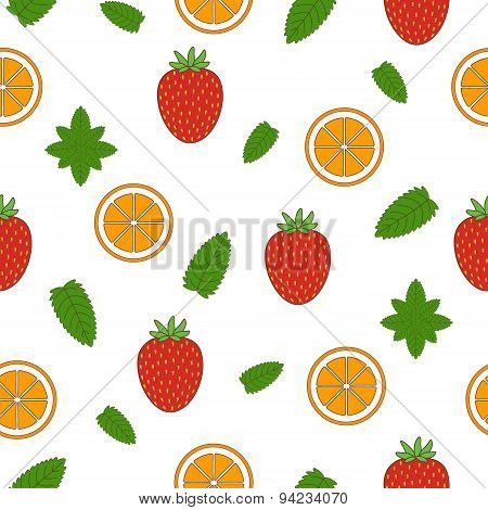 Fruit seamless pattern. Vector illustration. Hand drawn illustration.