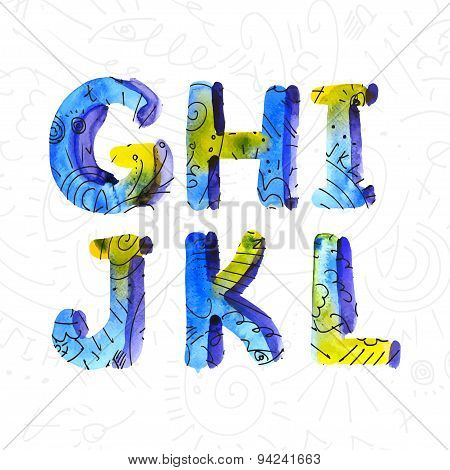 Wector watercolor hand-draw colorful alphabet