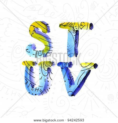 Wector watercolor hand-draw colorful alphabet
