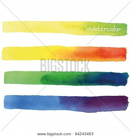 Colorful Watercolor Set Vector Banners.