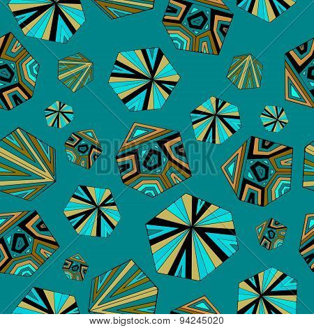 Sea- green geometric pattern.