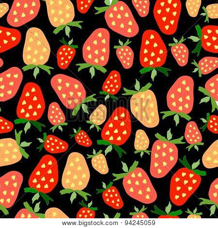Strawberry on black background.