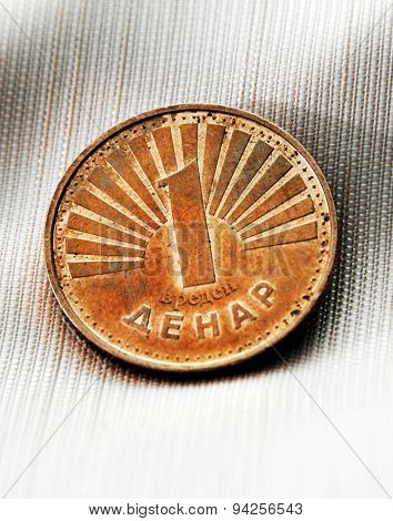 Picture Of A One Denar Coin Of Macedonia